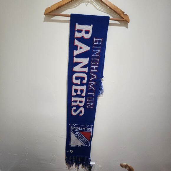 Vintage Binghamton Rangers Blue, Red and White Scarf w/Tasseled Ends 51 1/2" - Picture 1 of 6